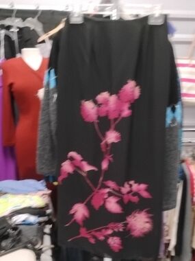 Dana Buchman Black Skirt with Pink Floral Print